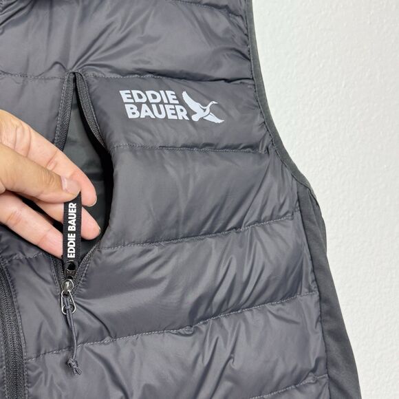 Eddie Bauer Men Vest Large Down 550 Puffer Charcoal Packable Outdoor Hiking - Picture 7 of 12